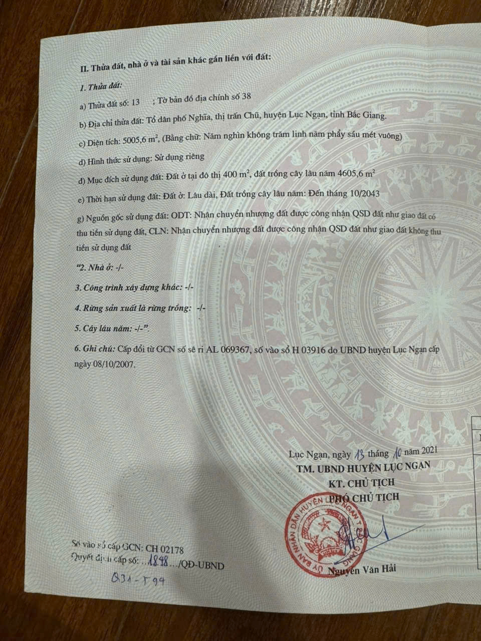 BÁN ĐẤT 2 MẶT TIỀN TRUNG TÂM – THỊ TRẤN CHŨ, LỤC NGẠN – DIỆN TÍCH LỚN 5.005,6m²