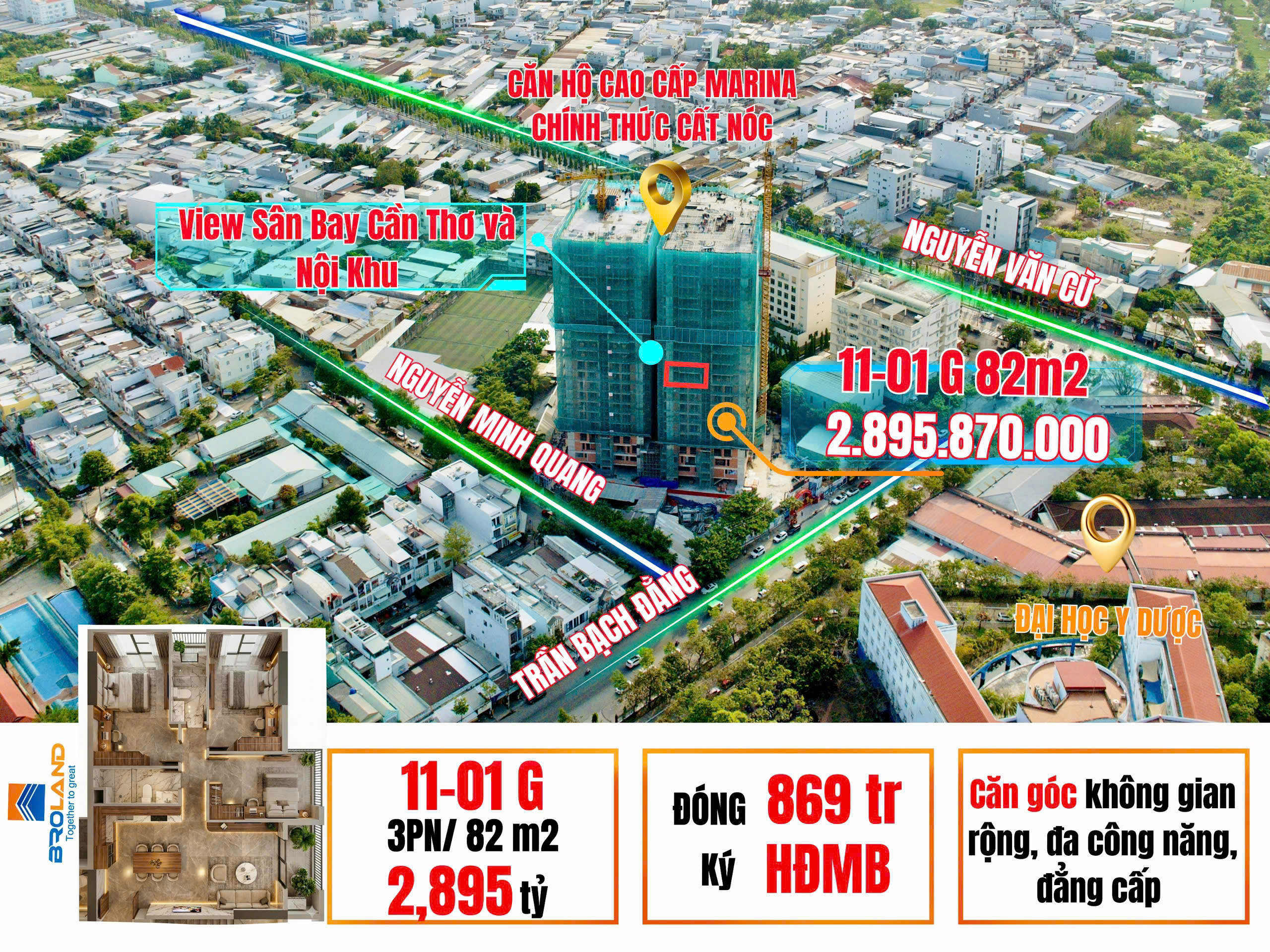 ►  CĂN HỘ 3PN CĂN GÓC – VIEW SÂN BAY & NỘI KHU – TRUNG TÂM NINH KIỀU