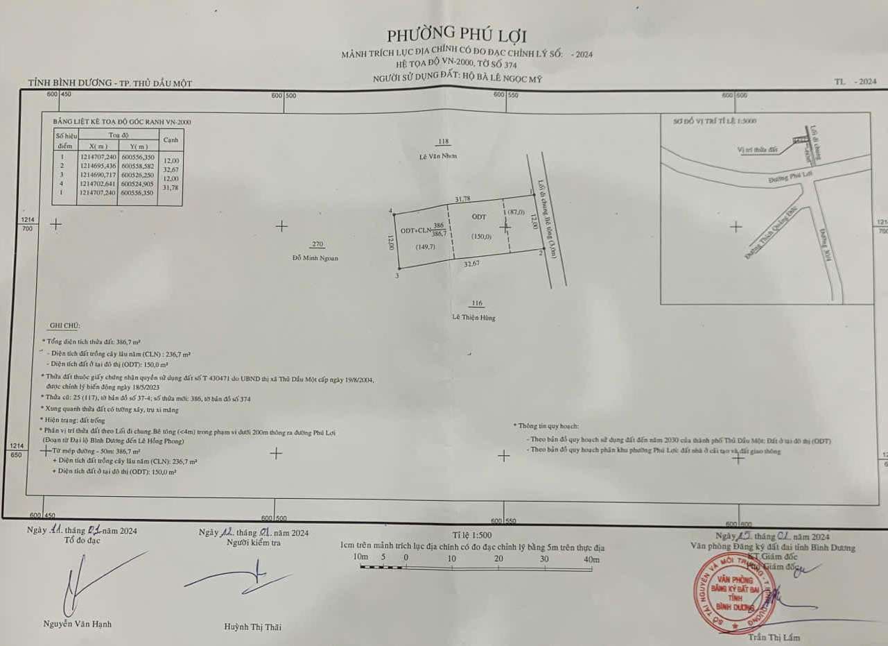 Cần bán lô đất Ngã Ba Nam Sanh, Khu 2, Phú Lợi, Thủ Dầu Một, Bình Dương.