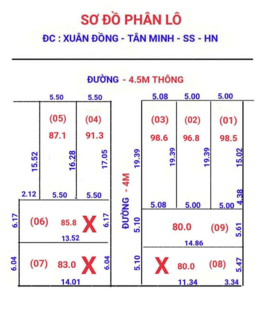 CẦN BÁN BA LÔ ĐẤT 06 + 07 + 08 ĐẸP TẠI XUÂN ĐỒNG-TÂN MINH-SÓC SƠN -HÀ NỘI