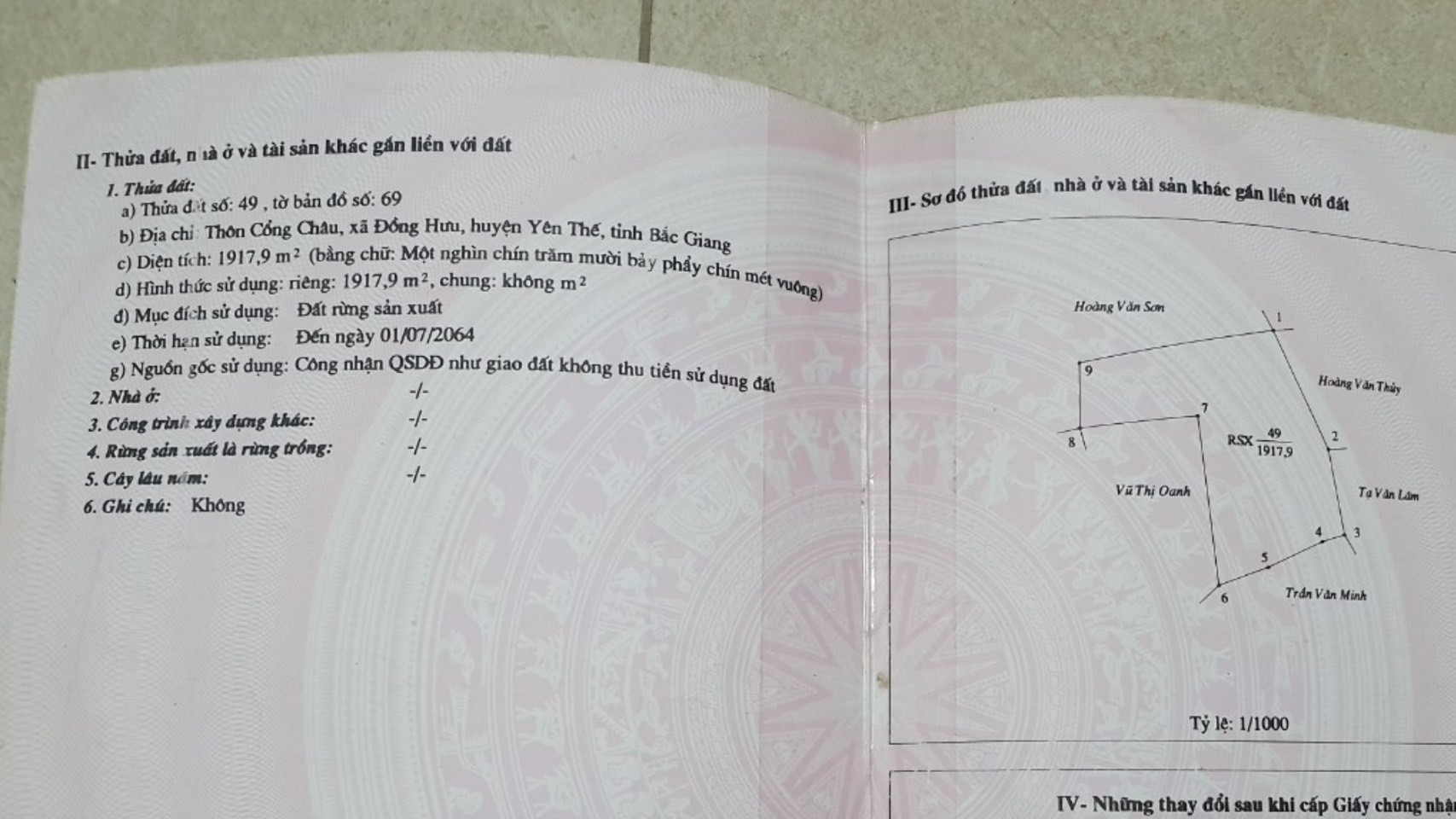 Bán đất đẹp giá rẻ xã Đồng Hưu, Huyện Yên Thế, Tỉnh Bắc Giang.