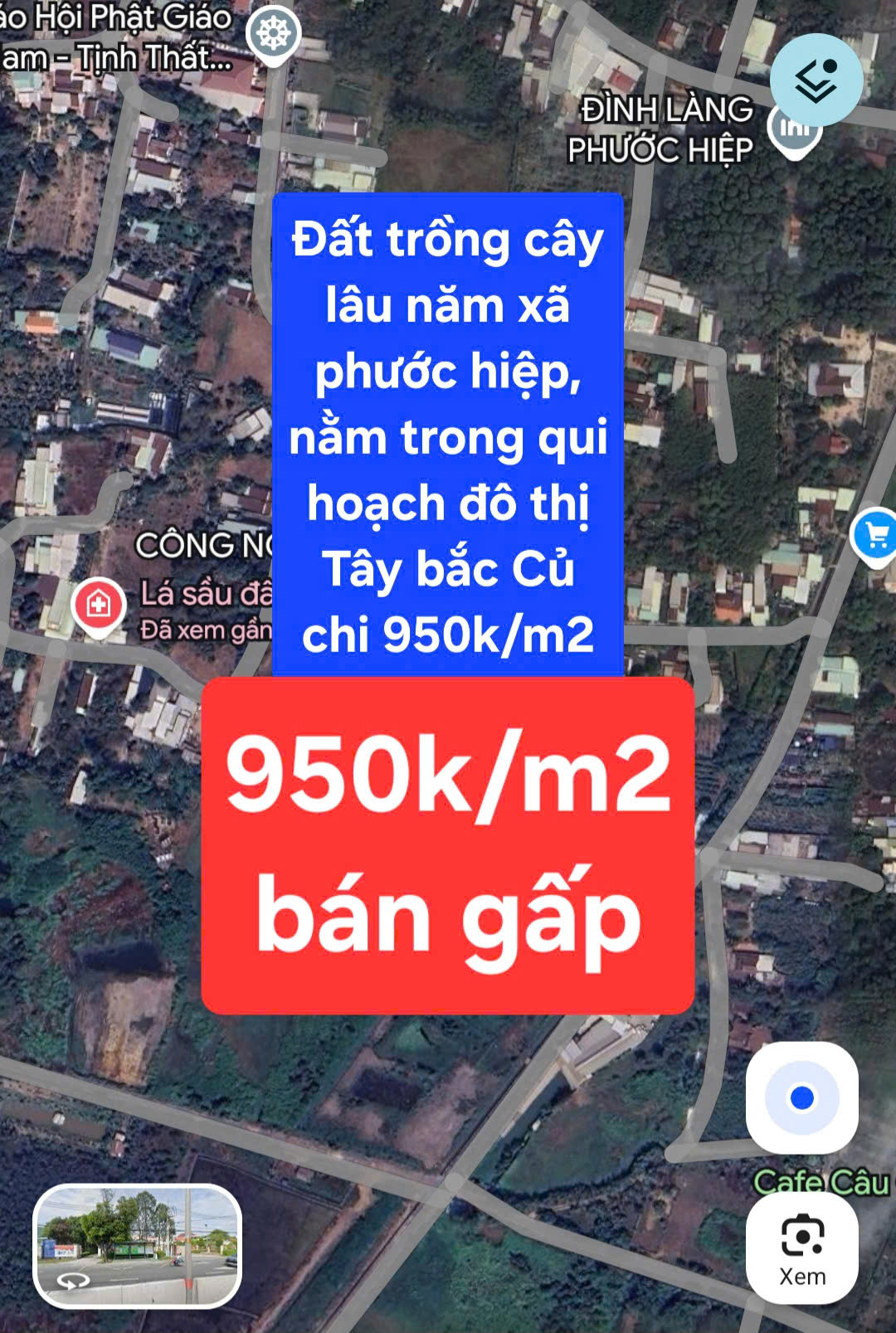 BÁN GẤP 14.250M² ĐẤT TRỒNG CÂY LÂU NĂM TẠI XÃ PHƯỚC HIỆP, HUYỆN CỦ CHI, TP HỒ CHÍ MINH - CHỈ 950.000Đ/M²