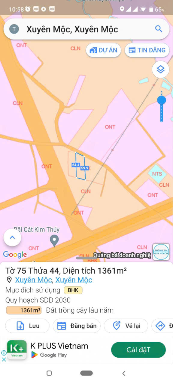 Cần bán lô đất tại xã Xuyên Mộc, TP Hồ Chí Minh. Gần TTTM chợ đêm Xuyên Mộc