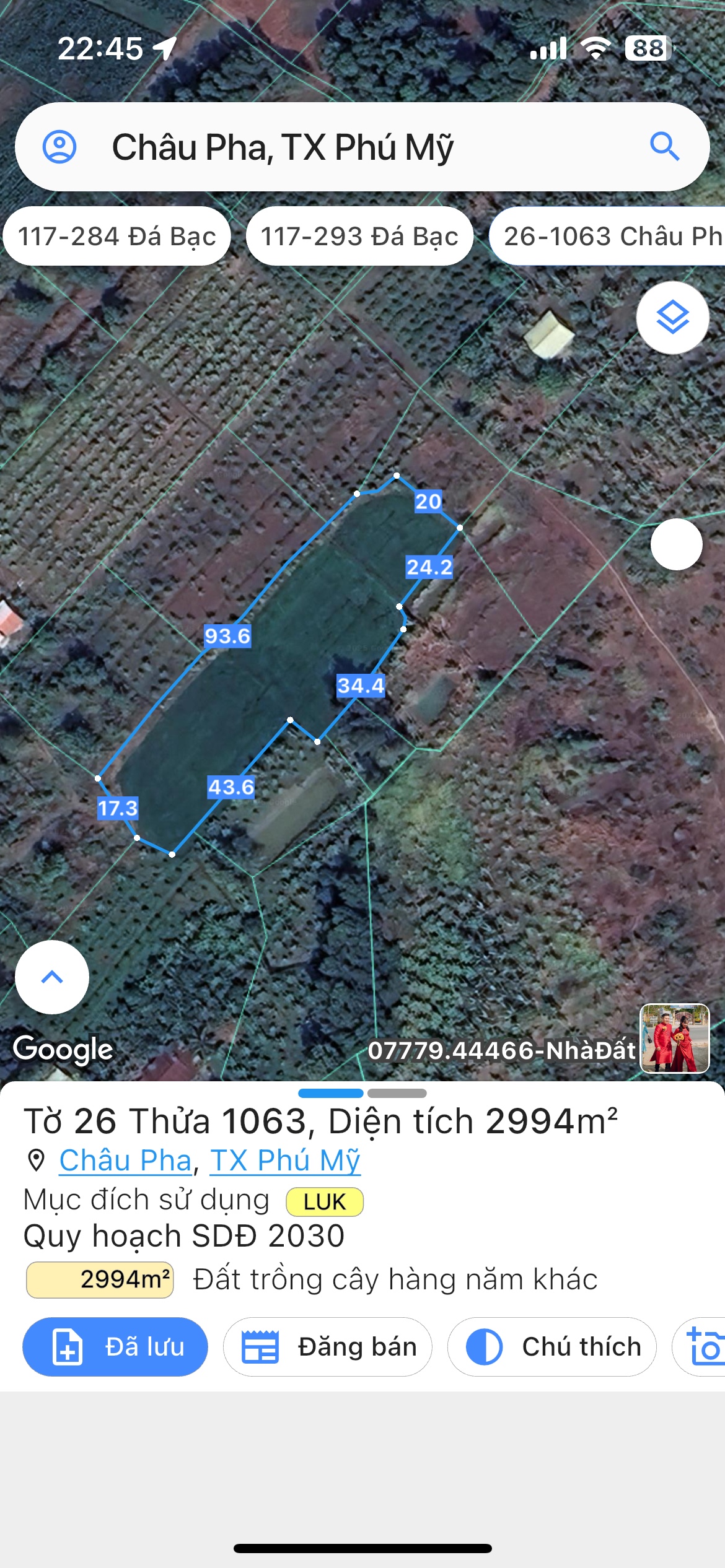 BÁN GẦN 3.000M2 ĐẤT – KV CHÂU PHA PHÚ MỸ, GẦN KỀ KCN CHÂU ĐỨC