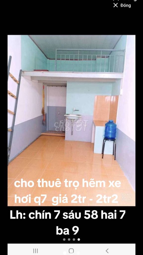 cho thuê phòng trọ hẽm xe hơi Q7 – G: 2tr, 2tr2