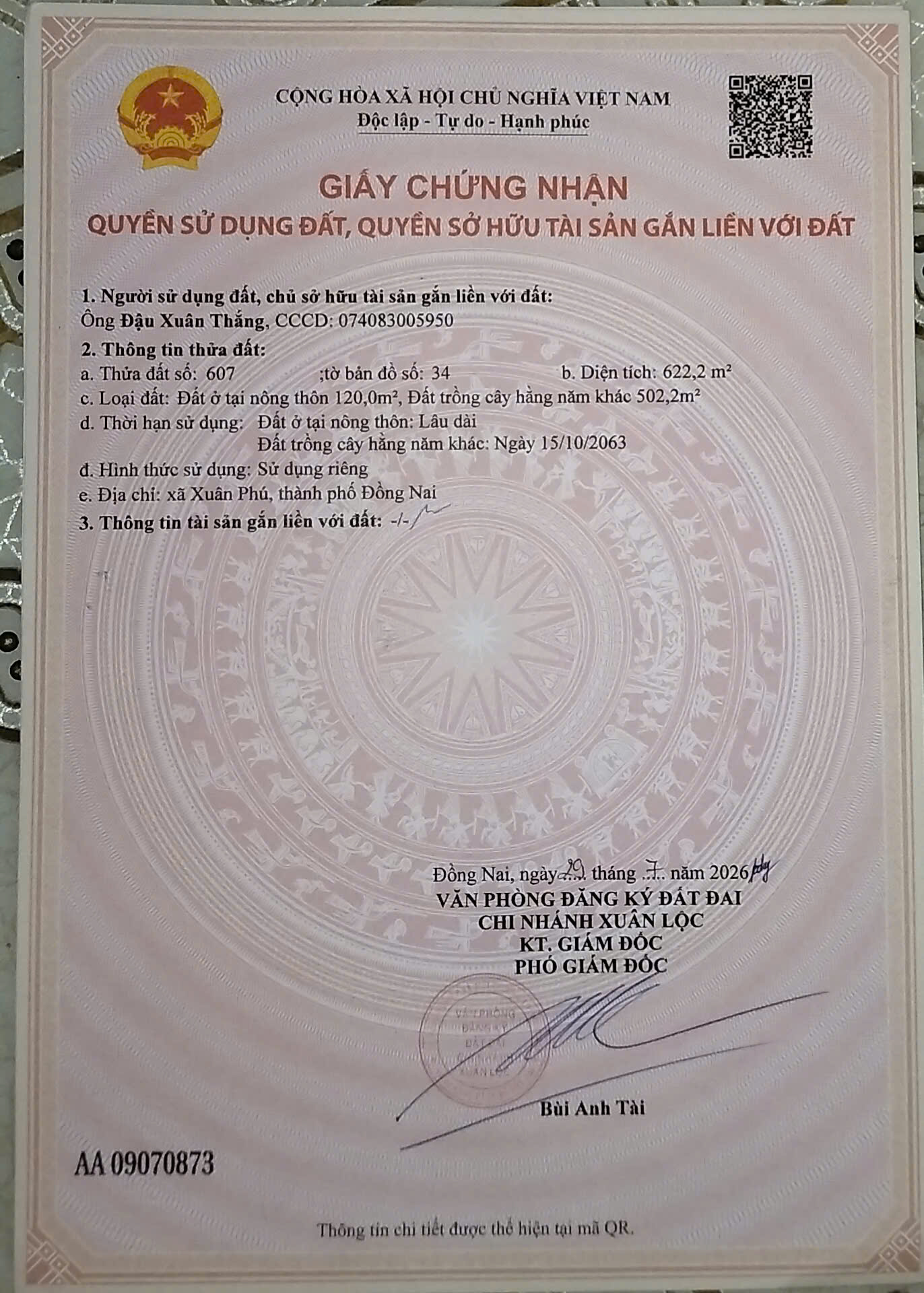 BÁN 2 LÔ ĐẤT LIỀN KỀ – XÃ XUÂN PHÚ, TP. ĐỒNG NAI