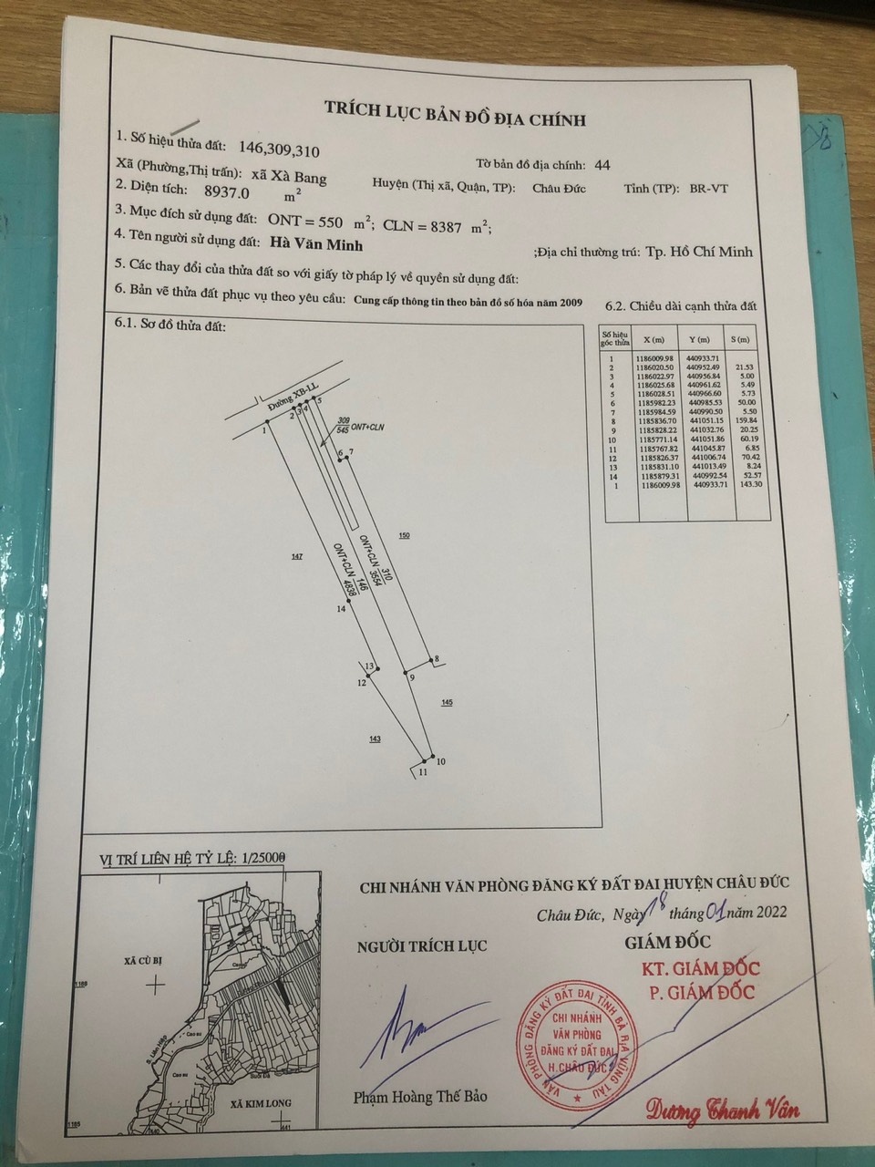 Ông anh vỡ nợ cần bán gấp lô đất mặt tiền Láng Lớn - Xà Bang, H.Châu Đức, Bà Rịa - VT