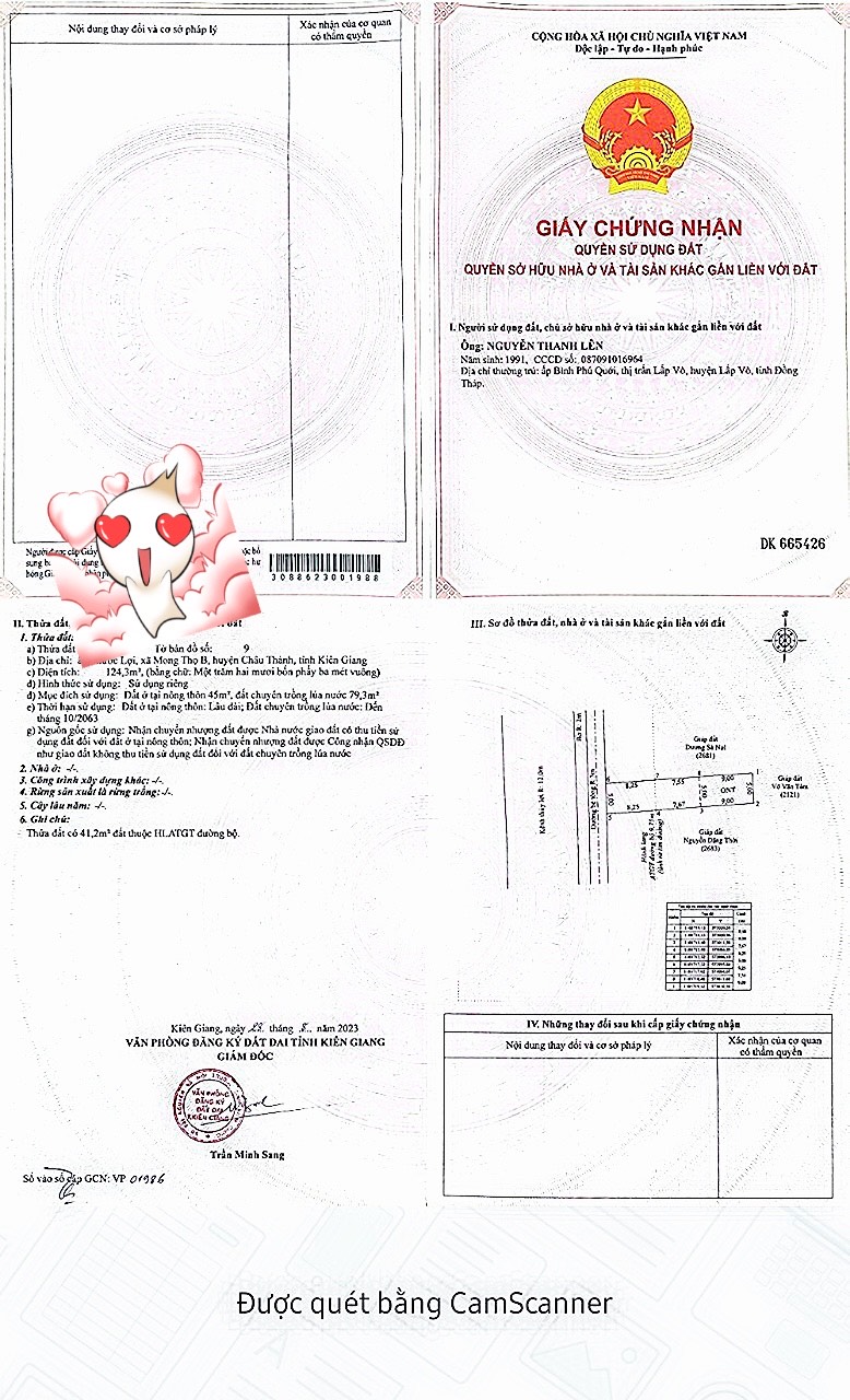 CẦN BÁN LÔ ĐẤT NỀN THỔ CƯ Ở MONG THỌ B-CHÂU THÀNH-KIÊN GIANG