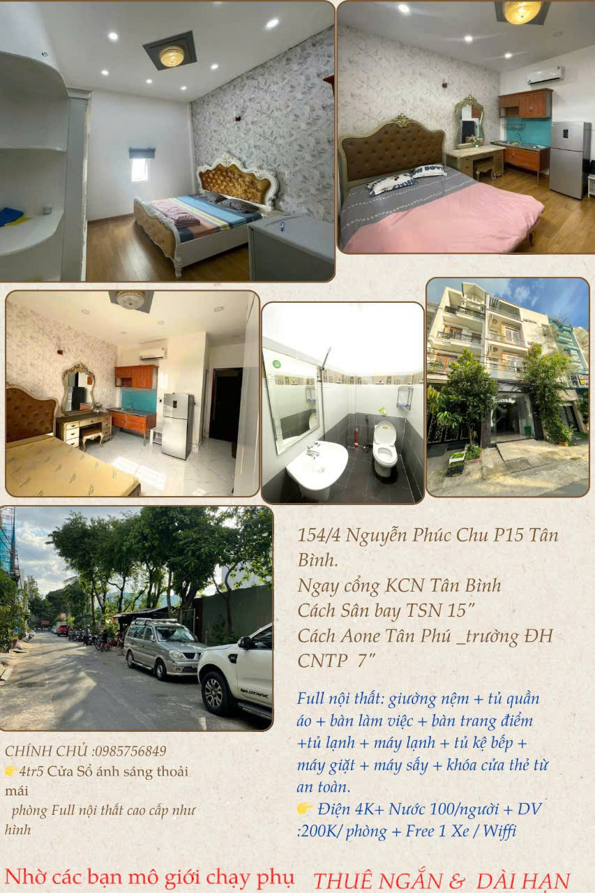 CHÍNH CHỦ CHO THUÊ PHÒNG FULL NỘI THẤT CAO CẤP – NGAY CỔNG KCN TÂN BÌNH