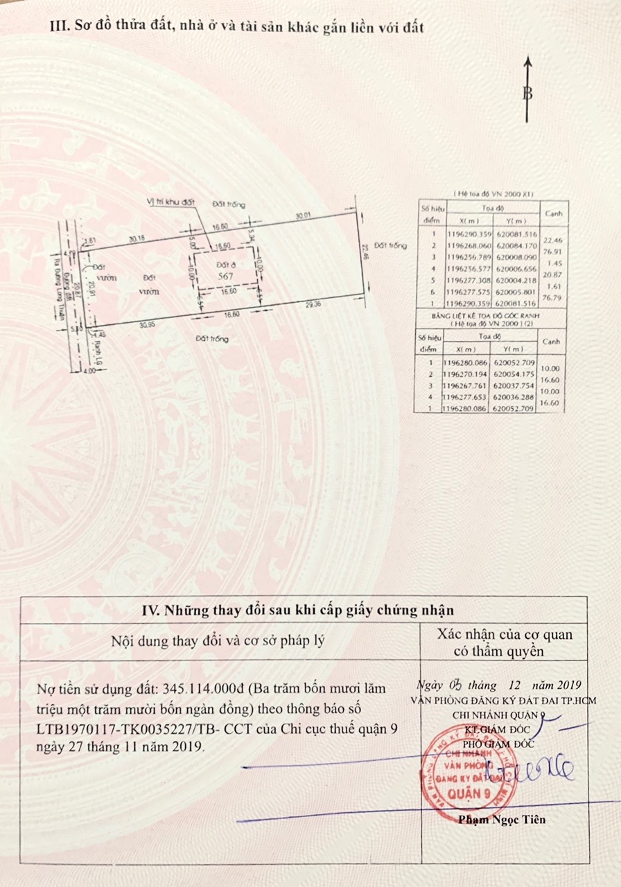 Chính chủ Cần tiền bán gấp đại hạ giá đất biệt thự vườn Long Phước, Quận 9 - HCM.