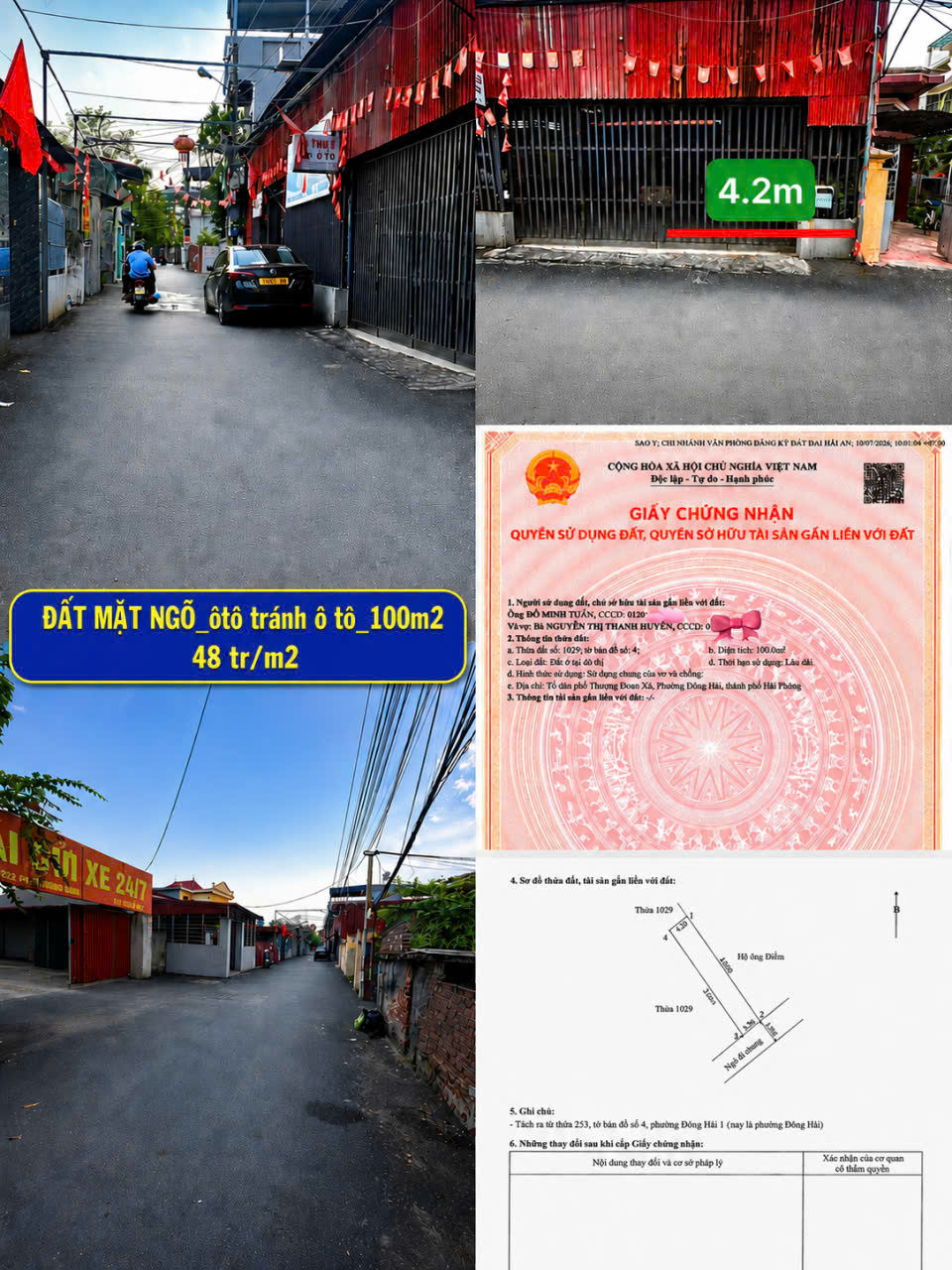 NGÕ ÔTÔ TRÁNH ÔTÔ_CẠNH ĐƯỜNG BÙI THỊ TỪ NHIÊN_100M2