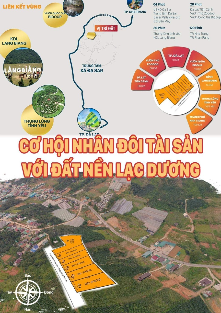 Nằm gần ngay trung tâm xã Đạ Sar, cách trung tâm thành phố Đà Lạt 25 phút di chuyển, cách Quốc Lộ 27C chỉ 200m. Tuyến giao thương huyết mạch Lâm Đồng