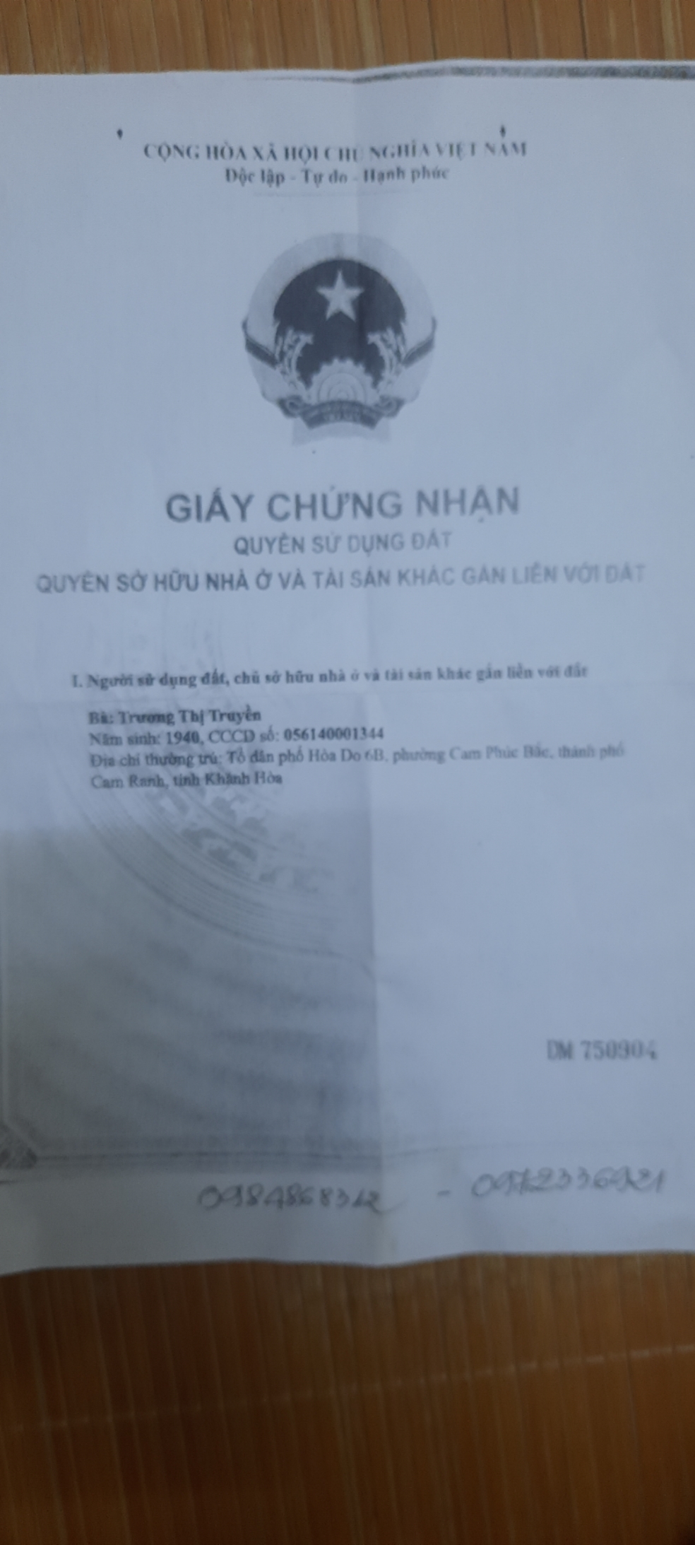 CẦN BÁN LÔ ĐẤT ĐẸP TẠI CAM RANH, KHÁNH HÒA