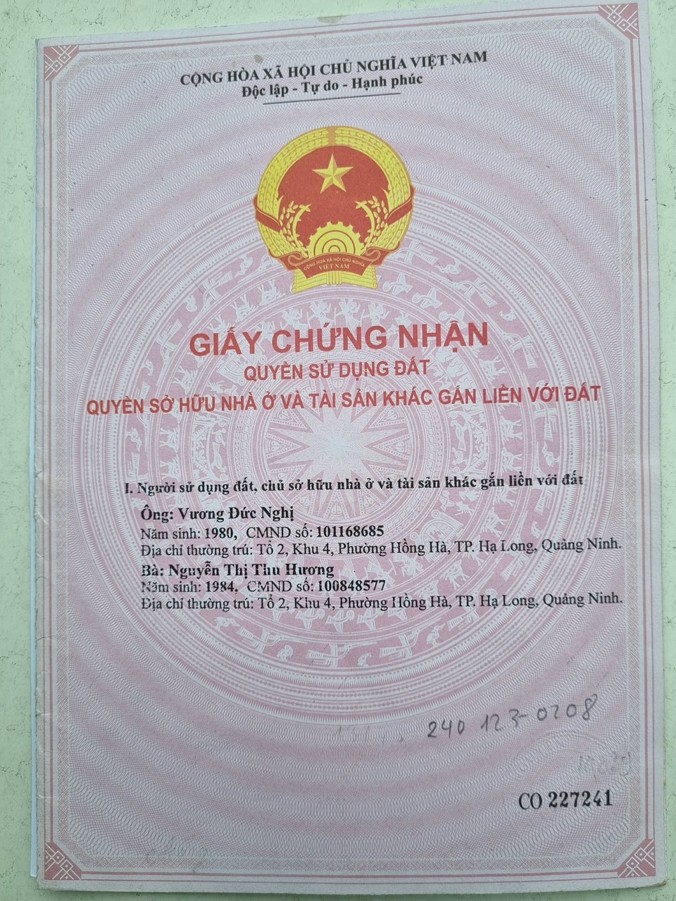 CHÍNH CHỦ CẦN BÁN ĐẤT THUỘC PHƯỜNG CAO THẮNG - TP HẠ LONG - QUẢNG NINH