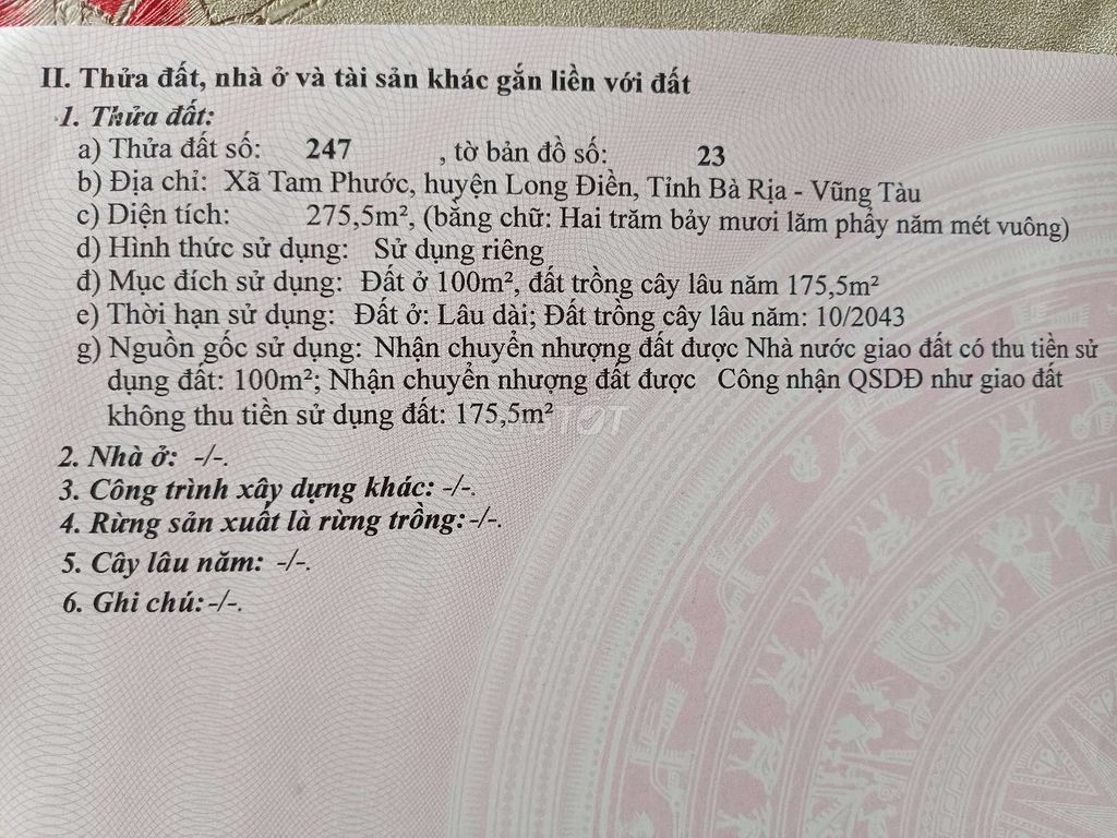 Nhà bán tương lai có hai mặt tiền Xã Tam Phước, Huyện Long Điền, Bà Rịa - Vũng Tàu