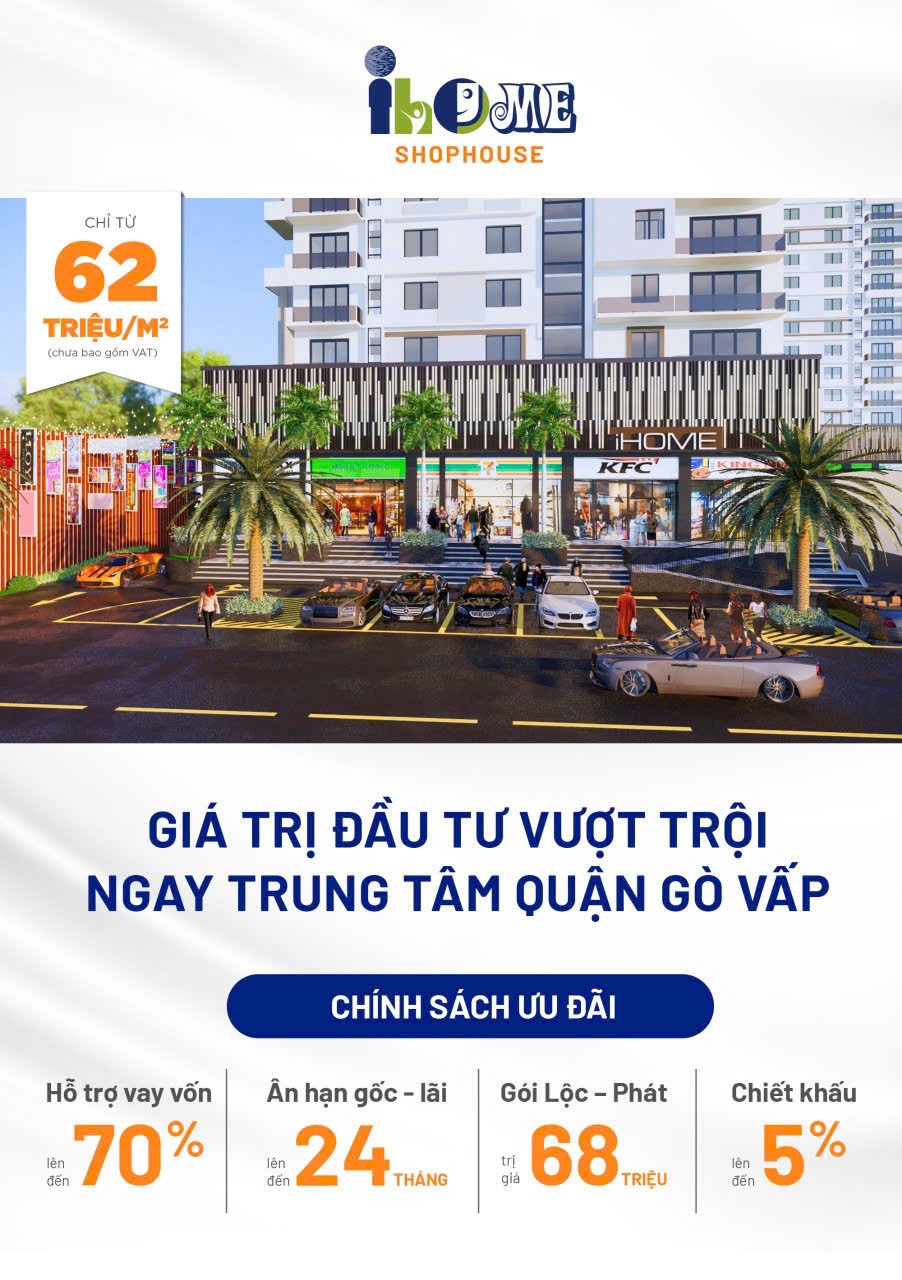 BÁN 35 CĂN SHOPHOUSE I - HOME MẶT TIỀN ĐƯỜNG PHẠM VĂN CHIÊU - PHƯỜNG 14 - GÒ VẤP