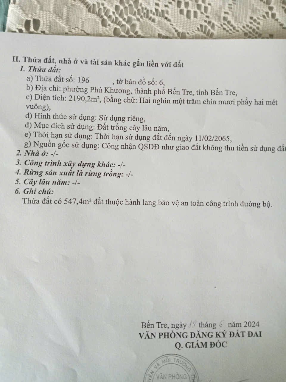 CHÍNH CHỦ CẦN BÁN ĐẤT PHÚ KHƯƠNG – GẦN TRUNG TÂM, TIỆN ÍCH ĐẦY ĐỦ – THÍCH HỢP LÀM VƯỜN, NGHỈ DƯỠNG