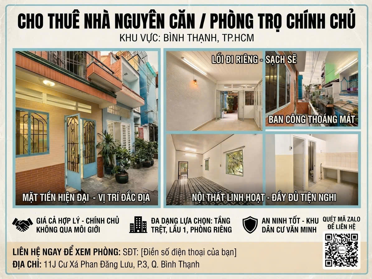 CHO THUÊ PHÒNG TRỌ CAO CẤP – CƯ XÁ PHAN ĐĂNG LƯU, BÌNH THẠNH