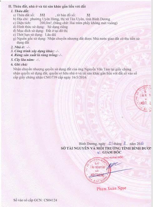 Chính chủ bán đất nền dự án khu dân cư cán bộ huyện đội – Phường Uyên Hưng, TP Tân Uyên, Bình Dương