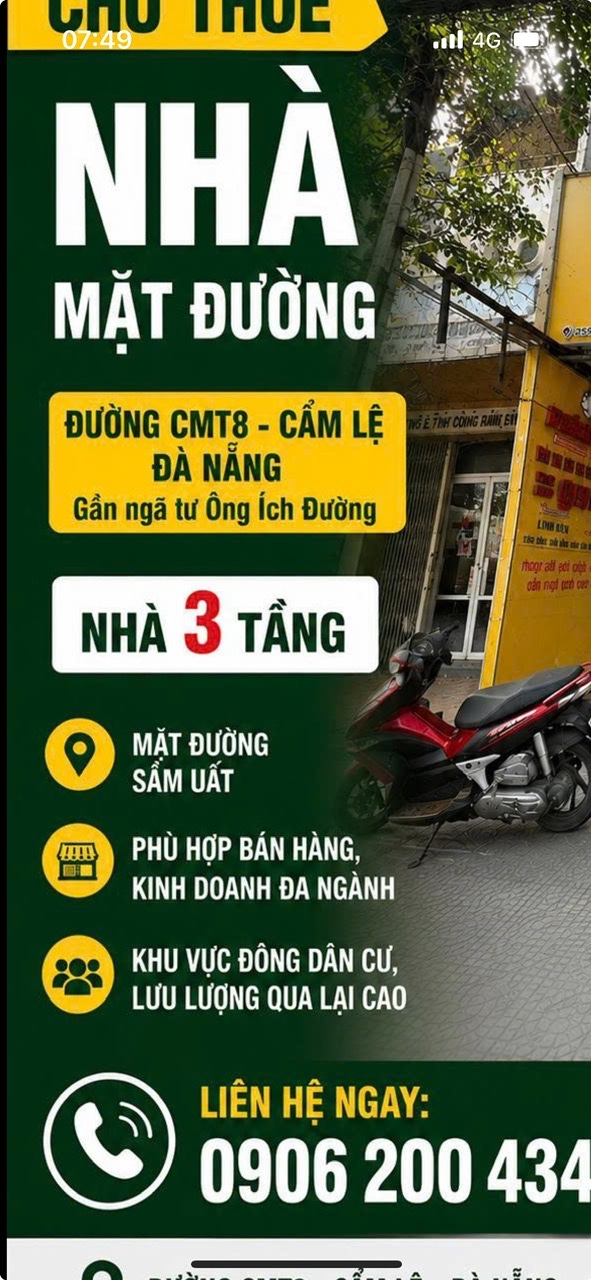 ►  CHO THUÊ NHÀ MẶT TIỀN ĐẸP – CÁCH MẠNG THÁNG 8, CẨM LỆ, ĐÀ NẴNG