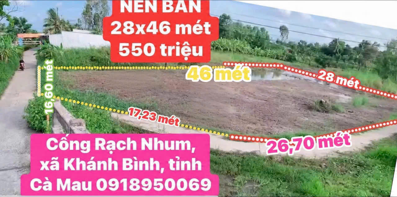 ► BÁN NỀN 2 mặt tiền lộ xe (ngang 28 mét dài 46 mét)