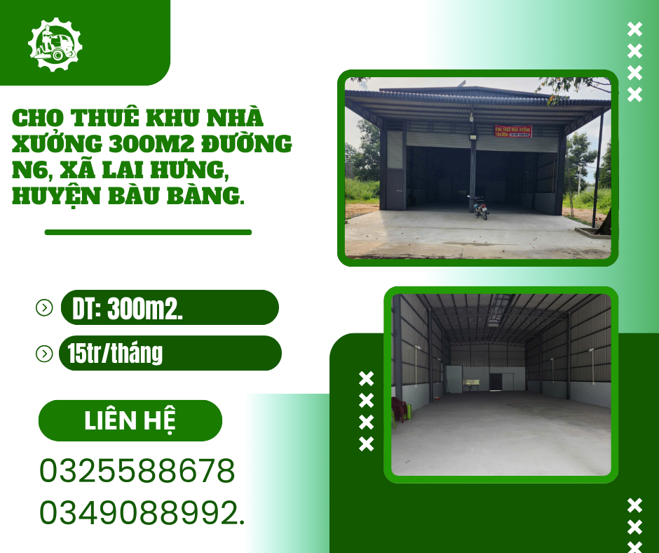 https://batdongsanviet.info.vn/cho-thue-khu-nha-xuong-300m2-duong-n6-xa-lai-hung-huyen-bau-bang-j189476.html