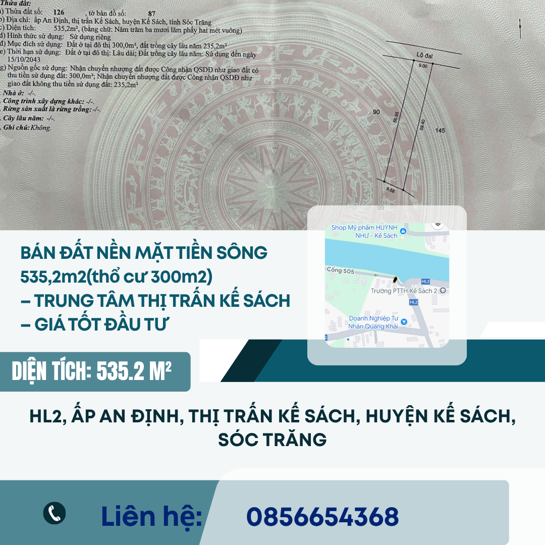 https://batdongsanviet.info.vn/ban-dat-nen-mat-tien-song-535-2m2-tho-cu-300m2-trung-tam-thi-tran-ke-sach-gia-tot-dau-tu-j199043.html